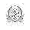 the word "Family" in edwardian script font with 6 ekg heart rate bumps underneith it  tattoo design idea