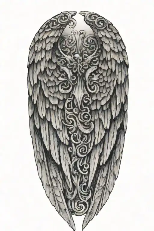 memorial angel wings wrapped loosely tattoo design idea