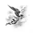 icarus falling from the clouds  tattoo design idea