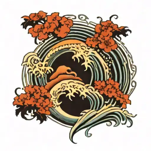 hachiman parting waves half sleeve bicep tattoo design tattoo design idea