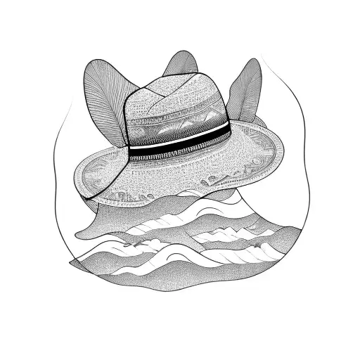  late afternoon beach, beach caeira, sombrero tattoo design idea