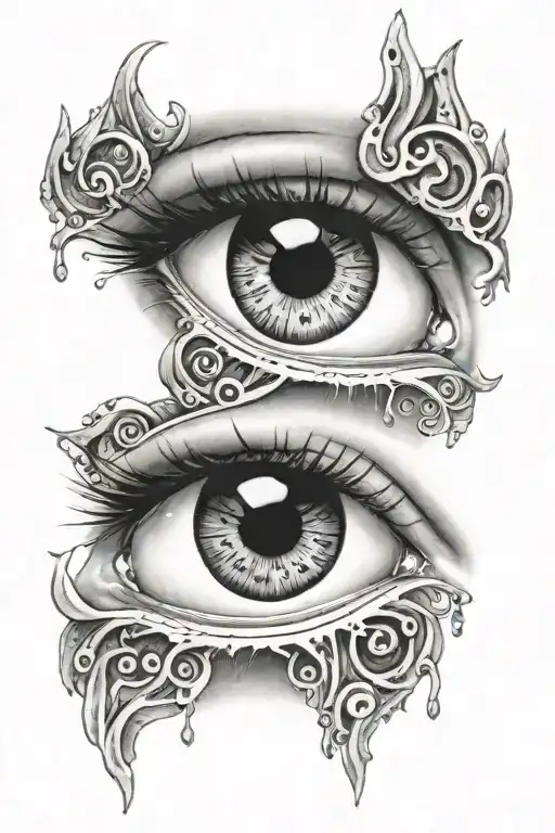 crying eye with clock reflect  tattoo design idea
