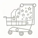 shopping cart filled with stars tattoo design idea