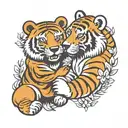 Bear and tiger hugging tattoo design idea