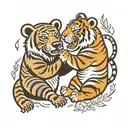 Bear and tiger hugging tattoo design idea