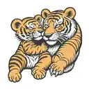 Bear and tiger hugging tattoo design idea