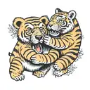 Bear and tiger hugging tattoo design idea