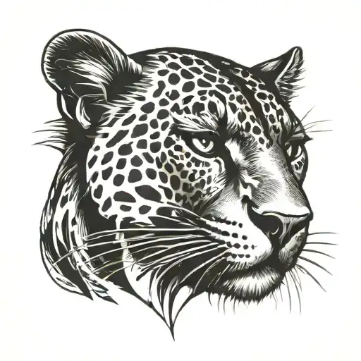 panther head profile holding tattoo design idea