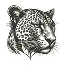 panther head profile holding tattoo design idea