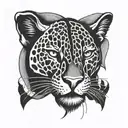 panther head profile holding tattoo design idea