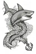 shark with anchor tattoo design idea