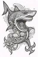 shark with anchor tattoo design idea