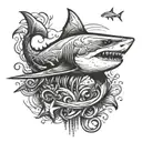 shark with anchor tattoo design idea