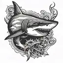 shark with anchor tattoo design idea