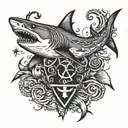 shark with anchor tattoo design idea