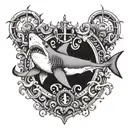 shark with anchor tattoo design idea