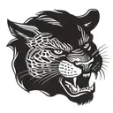 angry panther head profile holding tattoo design idea
