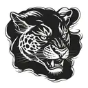 angry panther head profile holding tattoo design idea