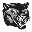 angry panther head profile holding tattoo design idea