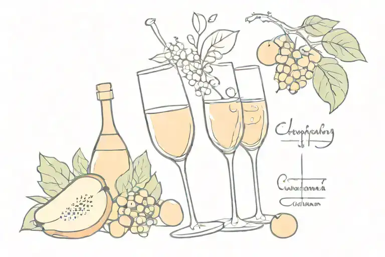 I want champagne, fruit and consequences tattoo design idea