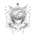 Incorporate anime characters into a tattoo with a dark and mysterious vibe tattoo design idea