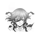 Incorporate anime characters into a tattoo with a dark and mysterious vibe tattoo design idea