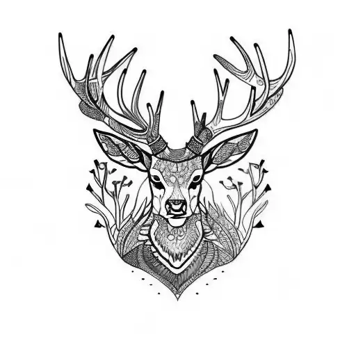 stag colored tattoo design idea