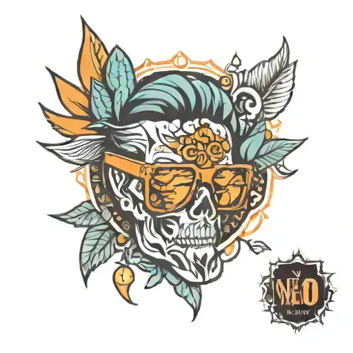 orange sunglasses tattoo design idea