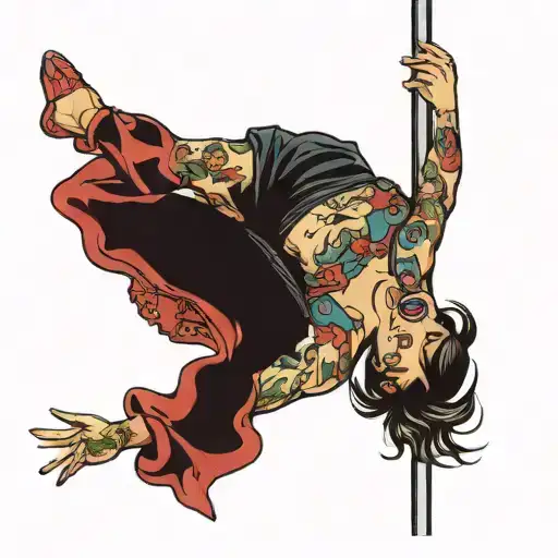 person pole dancing upside down  tattoo design idea