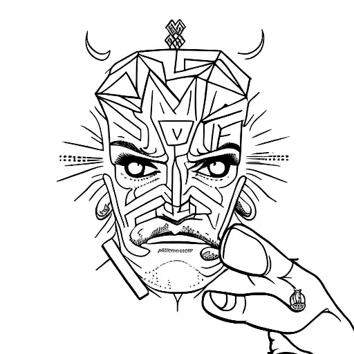 gohst drawing, showing the middle finger in both hands, minimalist, eyes only tattoo design idea