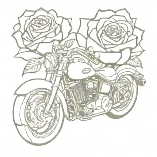 rose with the years 2003 2004 2006 and 2007 HD Softail tattoo design idea