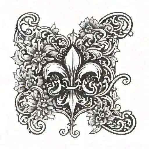 Fleur de lis with letter G tattoo design idea