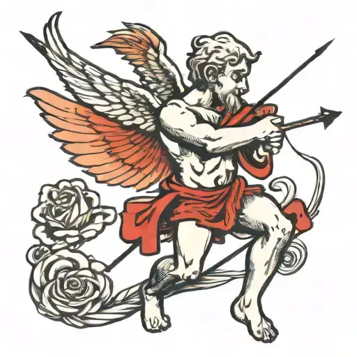 headless cupid with bow and arrow weapon tattoo design idea