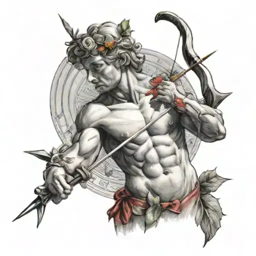 headless cupid with a bow and arrow tattoo design idea