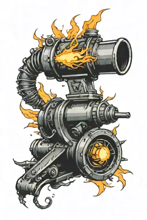 drawn me a torch with a cannon involved in the middle tattoo design idea