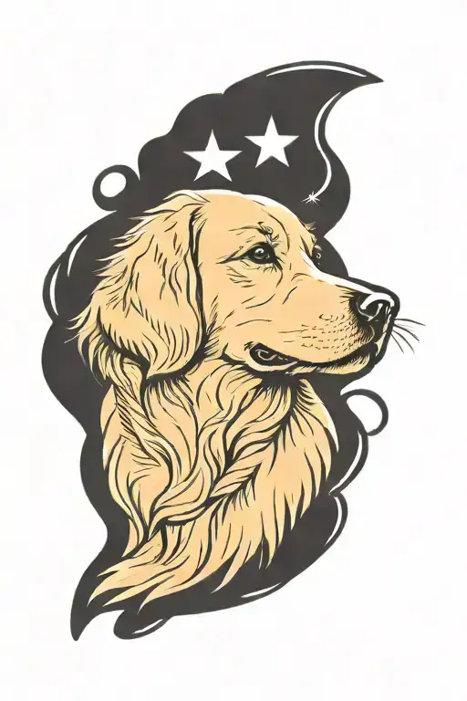 Golden retriever dog, Simple, Basic, Minimalist, Flat, Low detail, Color tattoo, tattoo design idea