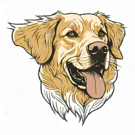 Golden retriever dog, Simple, Basic, Minimalist, Flat, Low detail, Color tattoo , Grain shading,  tattoo design idea