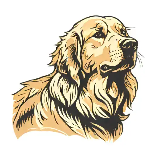 Golden retriever dog, Simple, Basic, Minimalist, Flat, Low detail, Colorful, Color tattoo, Sailor Jerry, Grain shading,  tattoo design idea