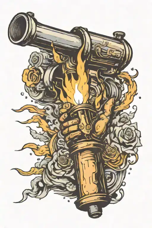 drawn me a torch with a cannon involved in the handle  tattoo design idea