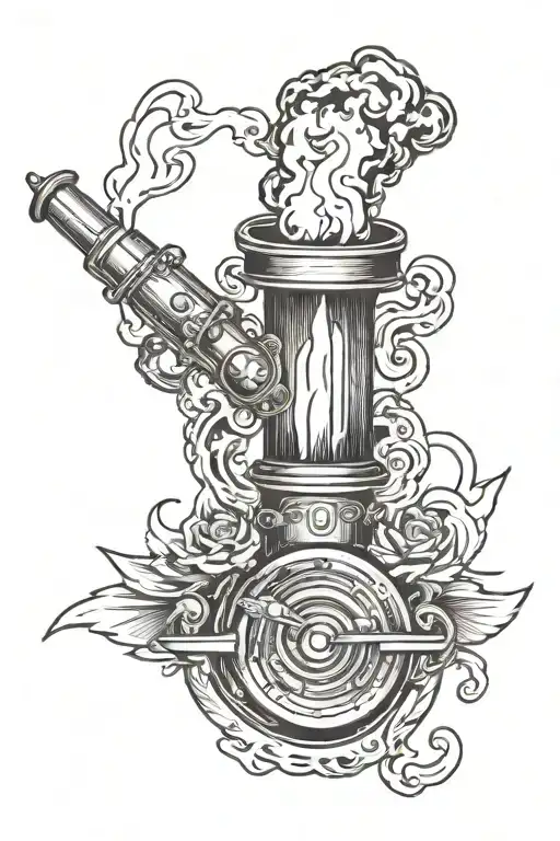 draw me a torch with a cannon as its body    tattoo design idea