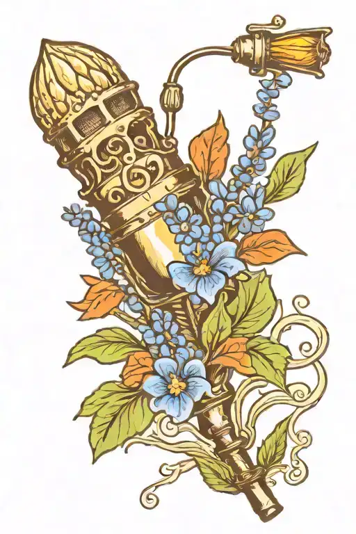 draw me a torch with a bluebonnet incorporated in the design tattoo design idea