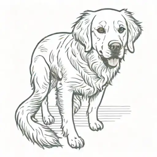 Golden retriever dog, Simple, Basic, Minimalist, Flat, Low detail, Colorful, Color tattoo, Sailor Jerry, Grain shading,  tattoo design idea
