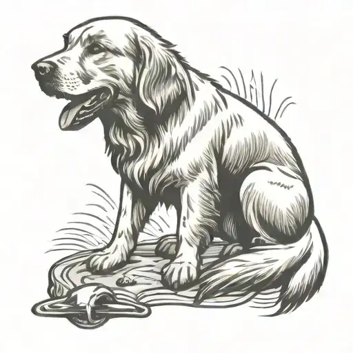 American traditional simple golden retriever  tattoo design idea