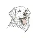 Golden retriever dog, Simple, Basic, Minimalist, Flat, Low detail, Colorful, Color tattoo, Sailor Jerry, Grain shading,  tattoo design idea