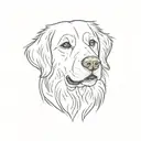 Golden retriever dog, Simple, Basic, Minimalist, Flat, Low detail, Colorful, Color tattoo, Sailor Jerry, Grain shading,  tattoo design idea