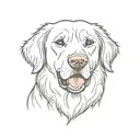 Golden retriever dog, Simple, Basic, Minimalist, Flat, Low detail, Colorful, Color tattoo, Sailor Jerry, Grain shading,  tattoo design idea