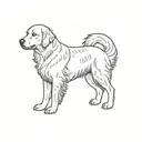 Golden retriever dog, Simple, Basic, Minimalist, Flat, Low detail, Colorful, Color tattoo, Sailor Jerry, Grain shading,  tattoo design idea