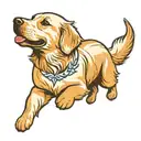 Golden retriever dog, Simple, Basic, Minimalist, Flat, Low detail, Colorful, Color tattoo, Sailor Jerry, Grain shading,  tattoo design idea