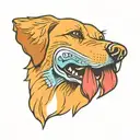 Golden retriever dog, Simple, Basic, Minimalist, Flat, Low detail, Colorful, Color tattoo, Sailor Jerry, Grain shading,  tattoo design idea