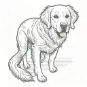 Golden retriever dog, Simple, Basic, Minimalist, Flat, Low detail, Colorful, Color tattoo, Sailor Jerry, Grain shading,  tattoo design idea